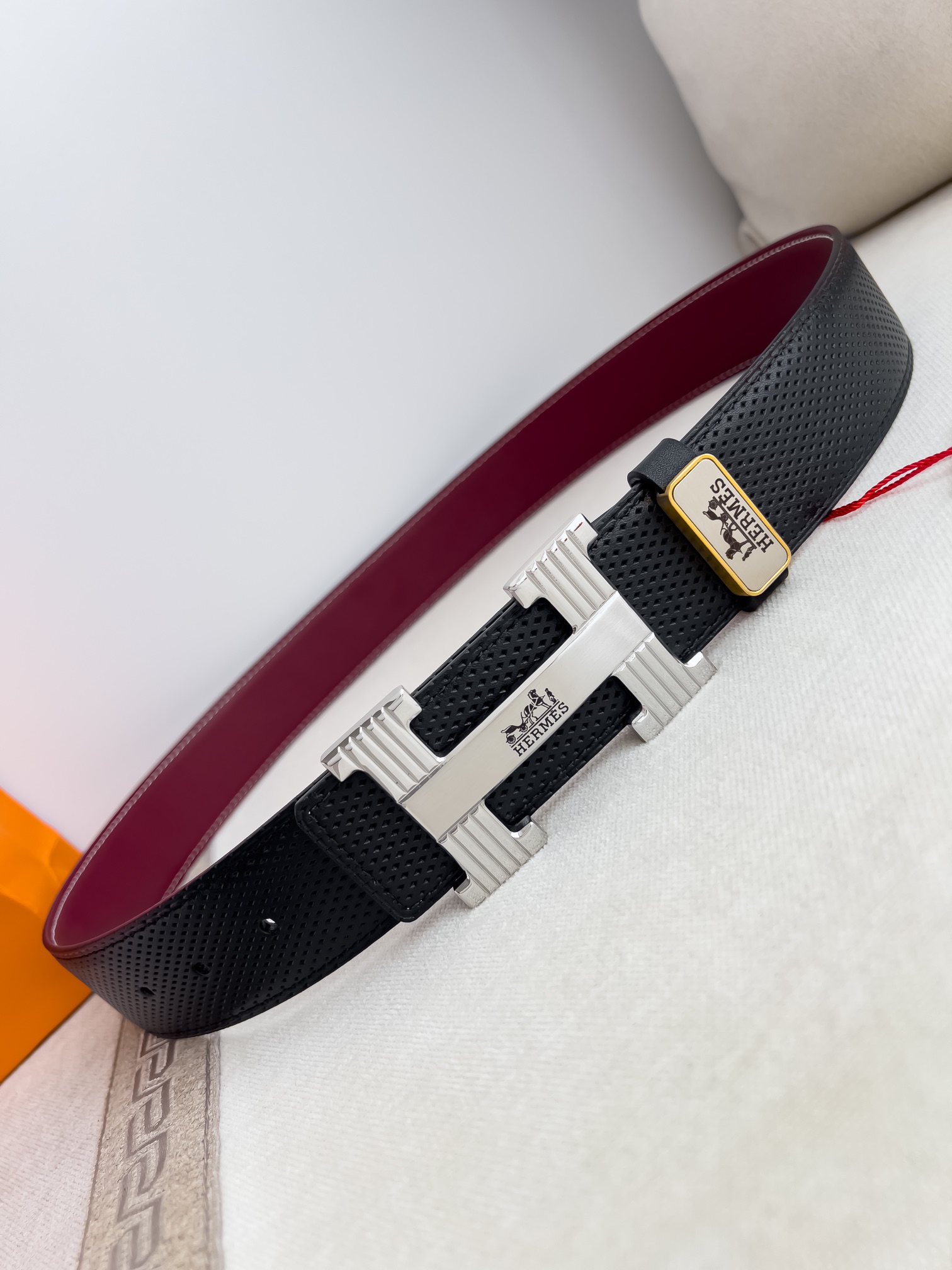 Hermès Constance Belt 32mm in Black Perforated Calfskin with Palladium “H” Buckle