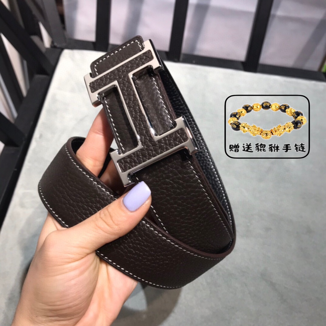 Hermès Constance Belt 32mm in Brown Togo Calfskin with Palladium “H” Buckle