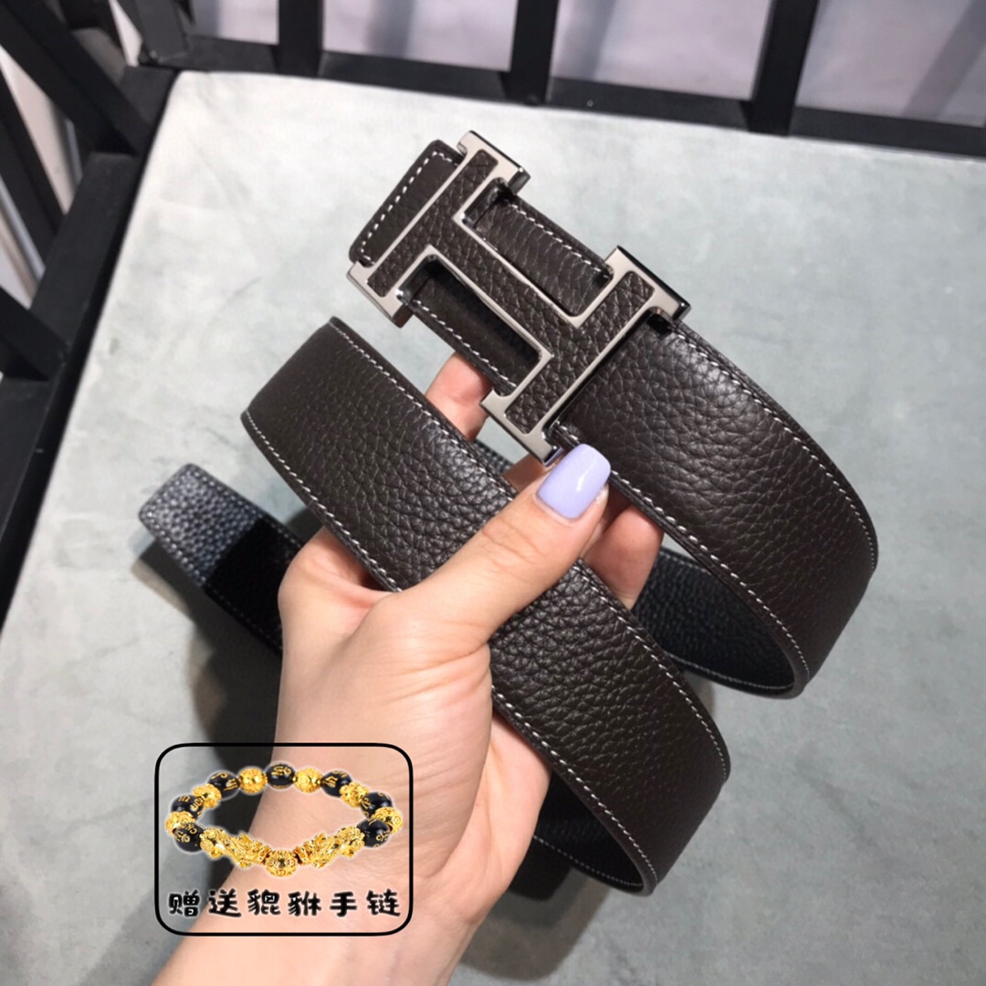 Hermès Constance Belt 32mm in Brown Togo Calfskin with Palladium “H” Buckle