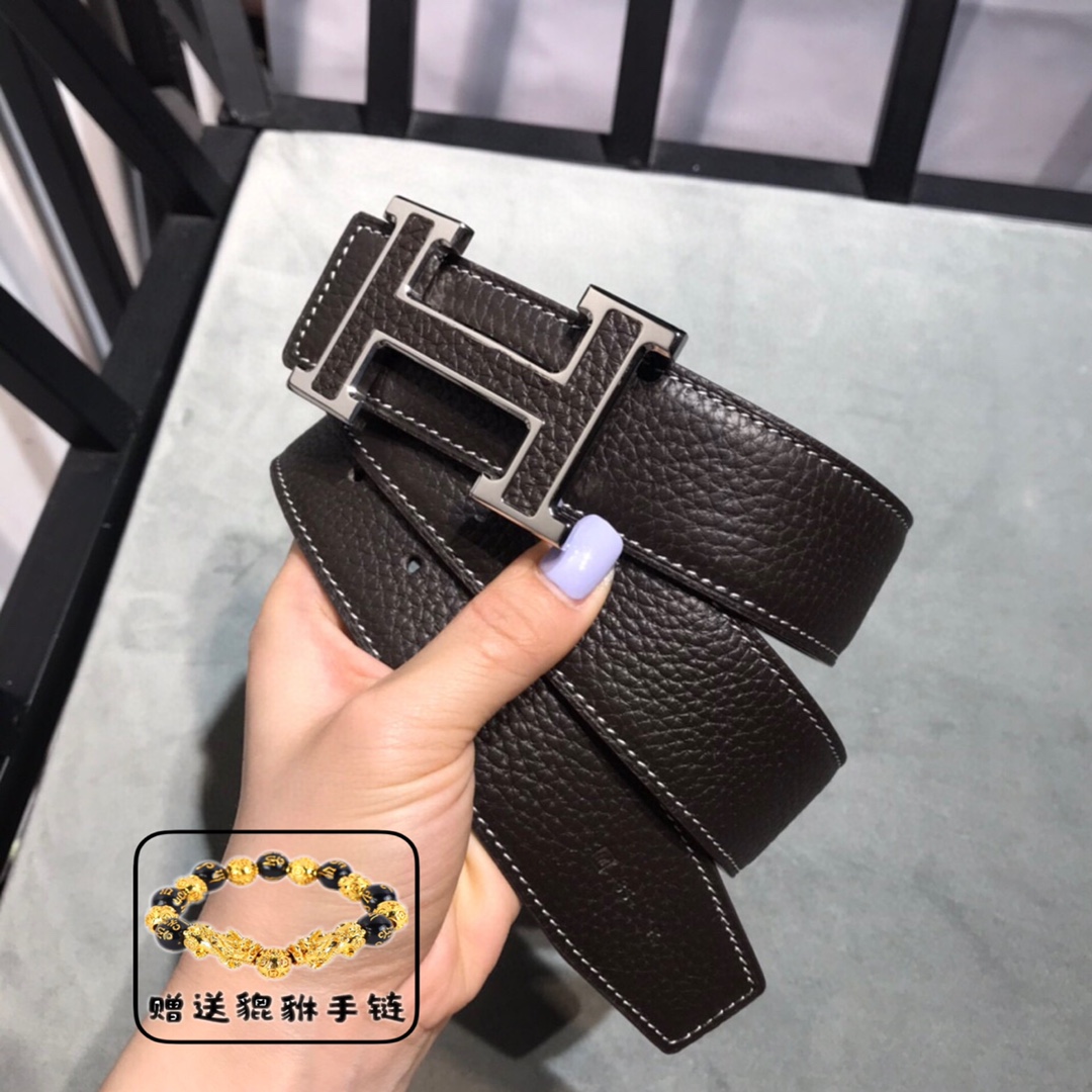 Hermès Constance Belt 32mm in Brown Togo Calfskin with Palladium “H” Buckle