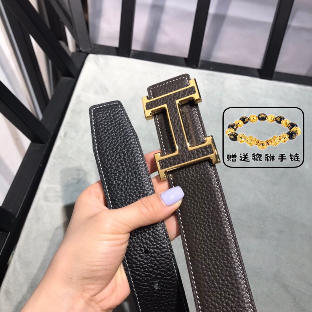 Hermès Constance Reversible Leather Belt 32mm with Gold “H” Buckle – Étain/Black