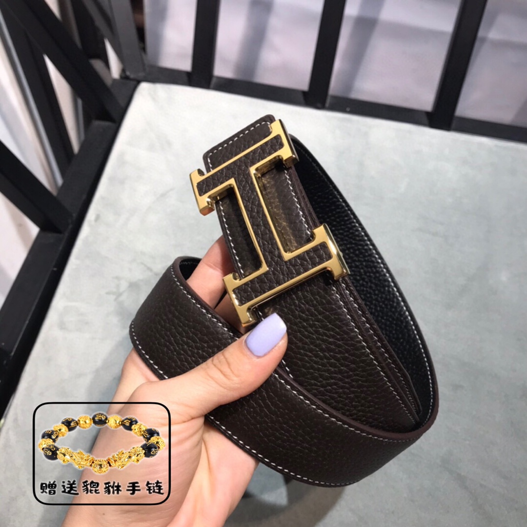 Hermès Constance Reversible Leather Belt 32mm with Gold “H” Buckle – Étain/Black