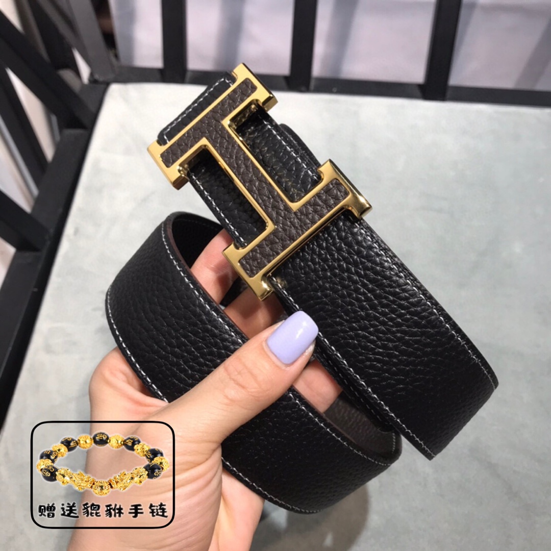 Hermès Constance Reversible Leather Belt 32mm with Gold “H” Buckle – Étain/Black