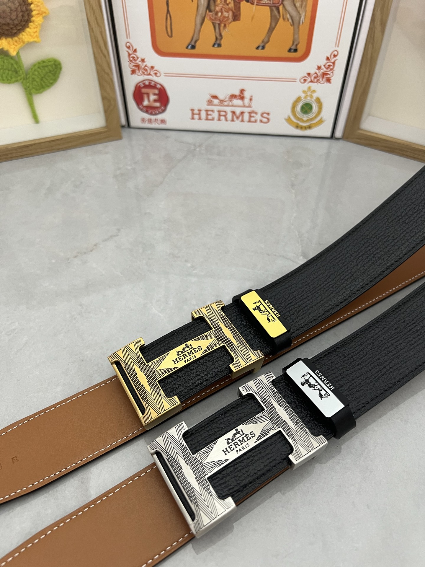Hermès H Belt in Black Epsom Leather with Palladium-Plated Buckle