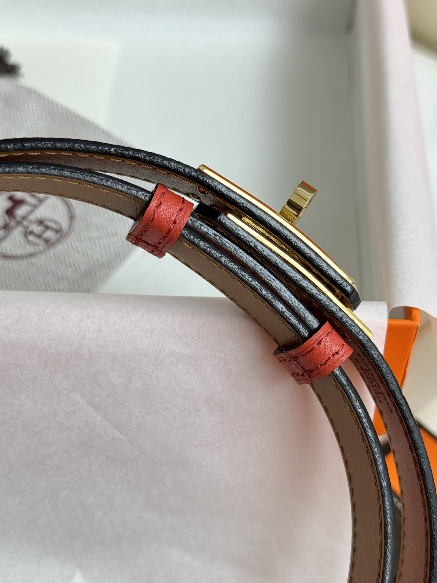 HermÃ¨s Kelly Belt Rouge H & Gold Epsom Calfskin