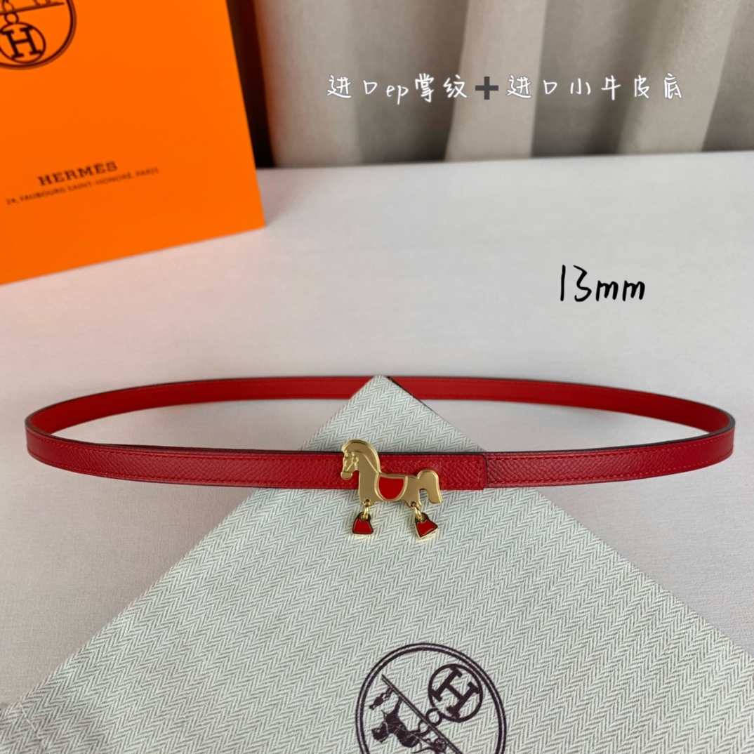 leather Hermes Rouge Casaque Belt