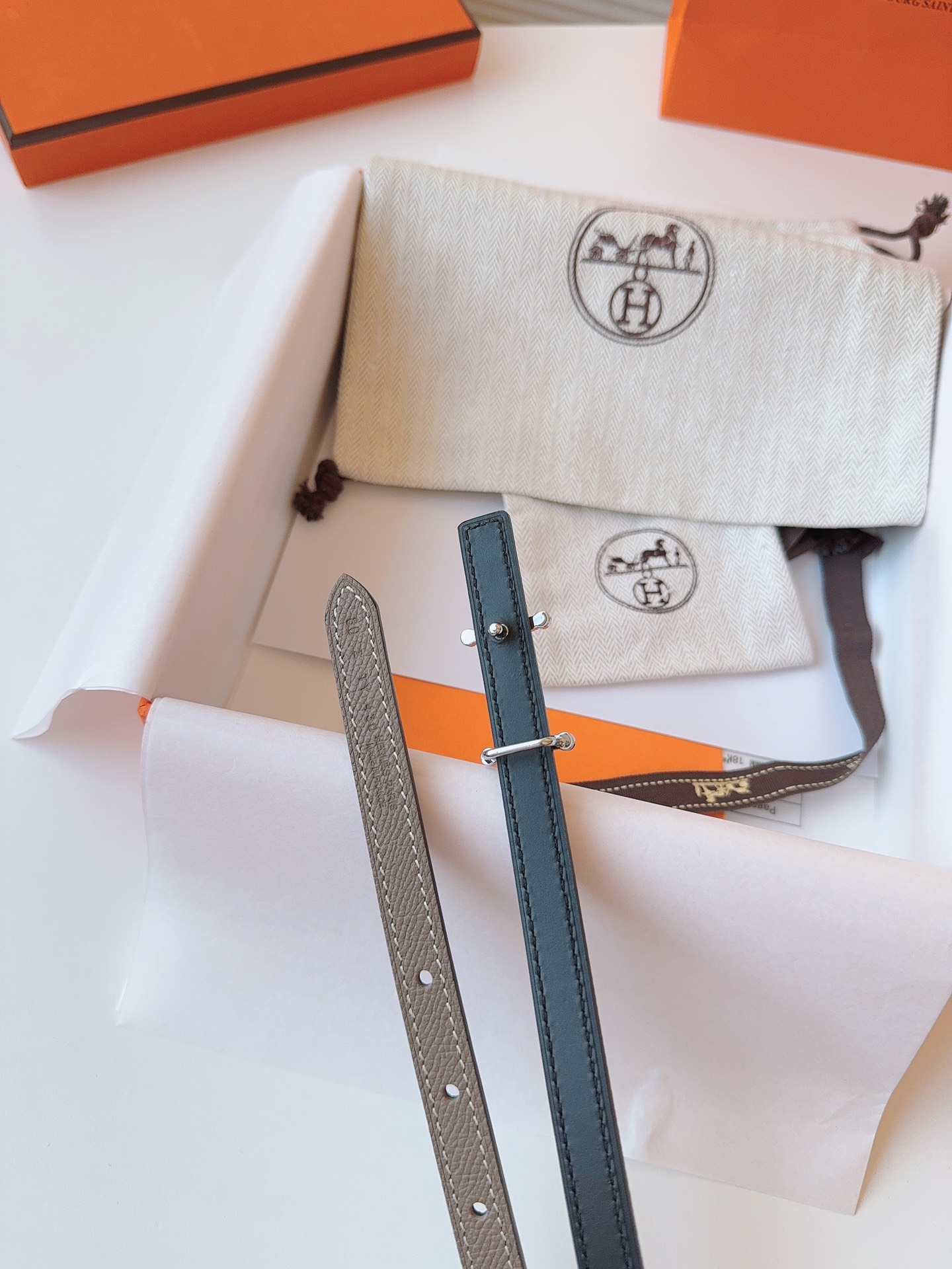 HermÃ¨s Taupe Leather Belt with Silver H Buckle