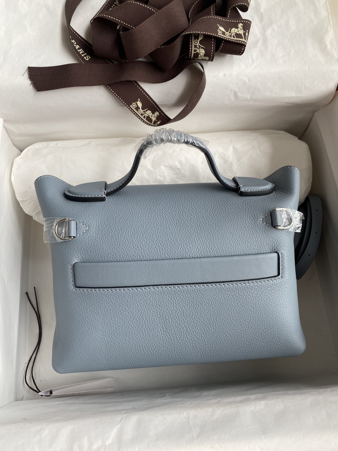 Hermes 24/24 21 Blue Lin Evercolor and Swift Leather