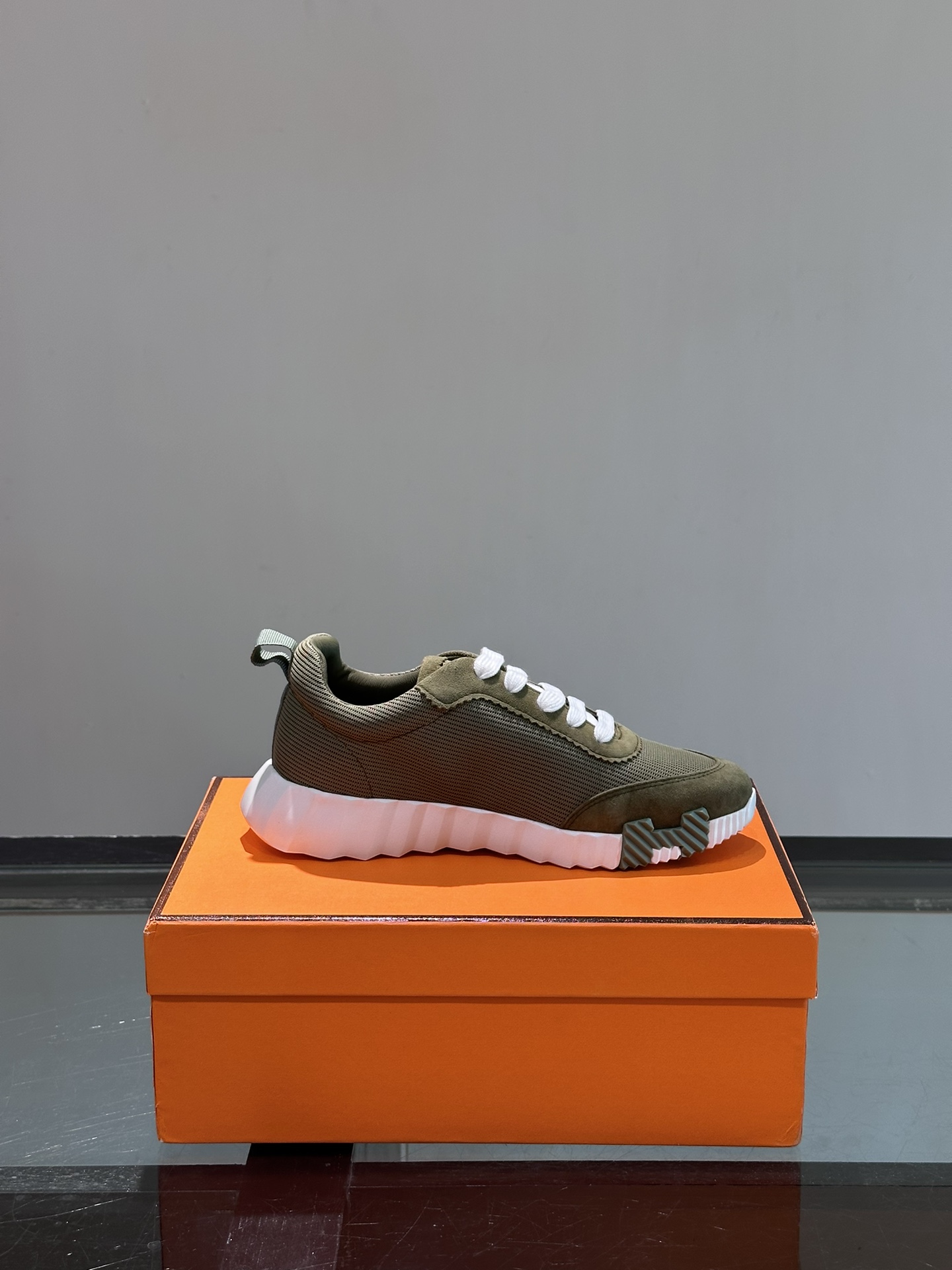 Hermes  Air Mesh Suede Goatskin Bouncing Sneakers  Vert D’eau Celadon