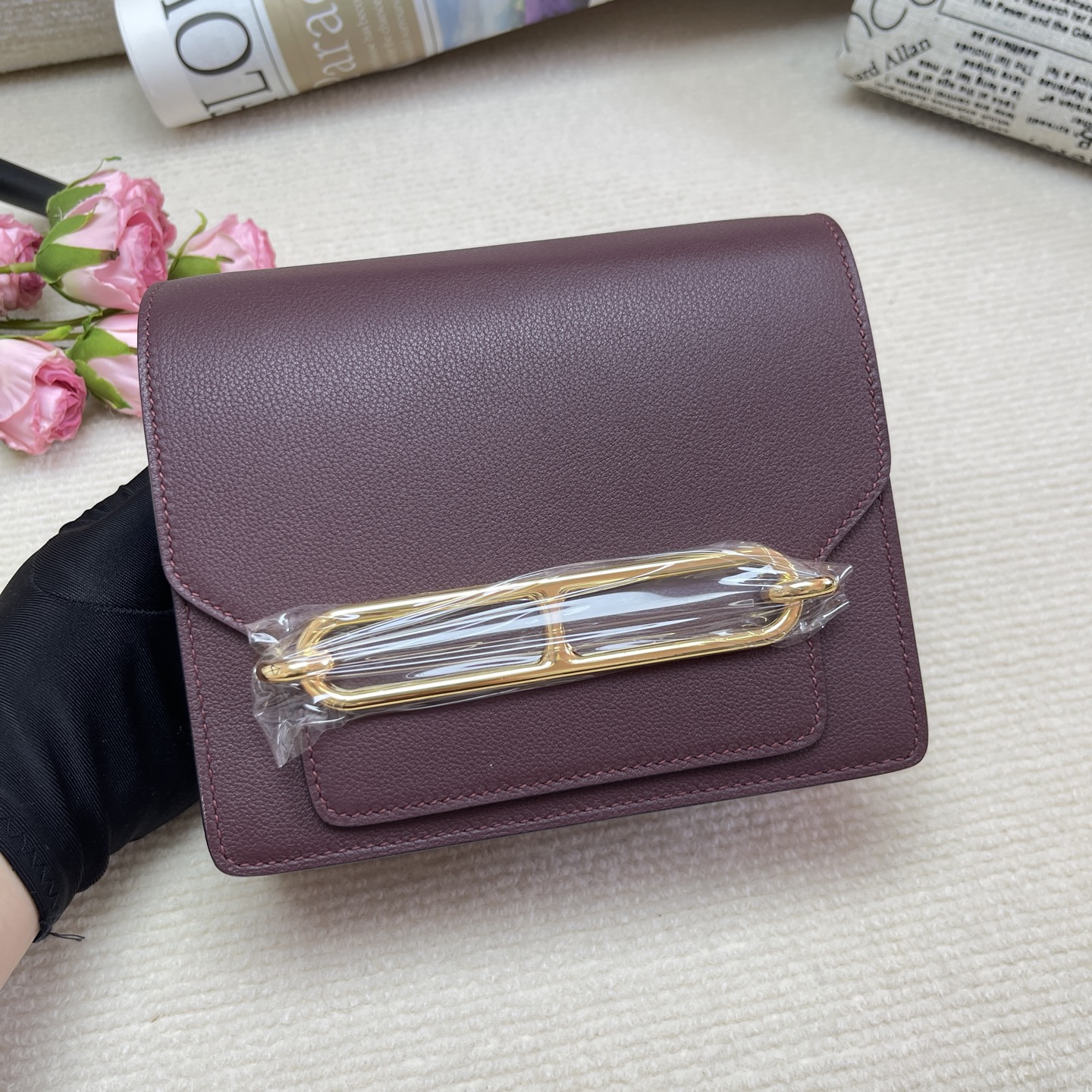 Hermes Anemone Evercolor Mini Roulis 18 Gold Hardware