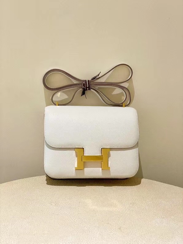 Hermes Bag Constance Calfskin White Plain