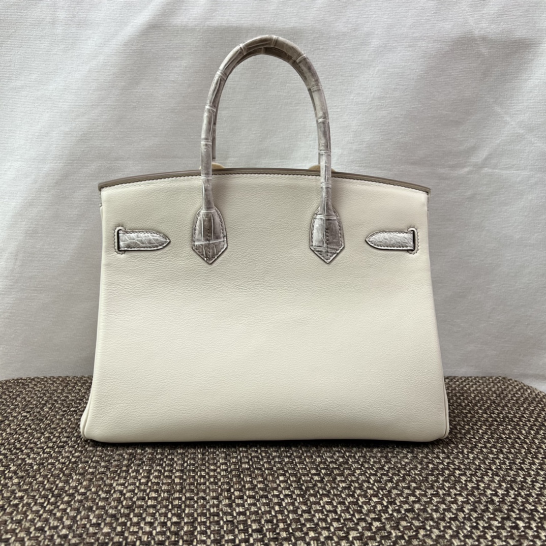Hermes Bag Price Birkin Touch 25CM Matte Alligator Crocodile / Togo 8L Beton Silver Hardware