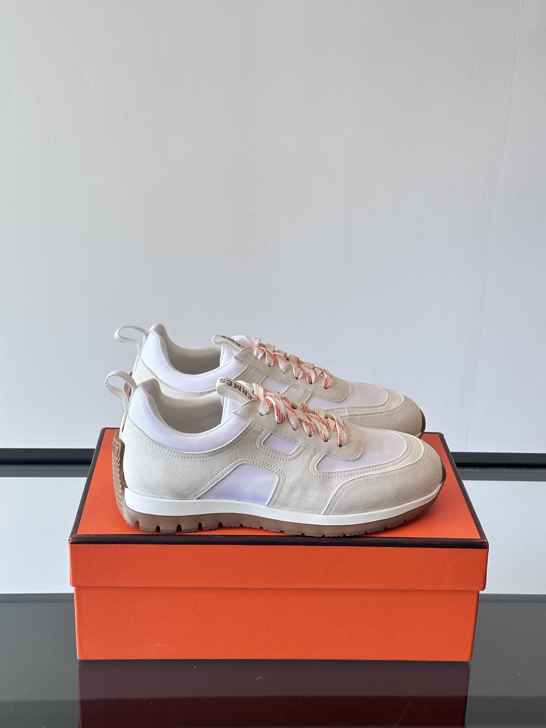 Hermès Ecru Suede Sneakers - Hermès Ecru Suede & Mesh Sneakers