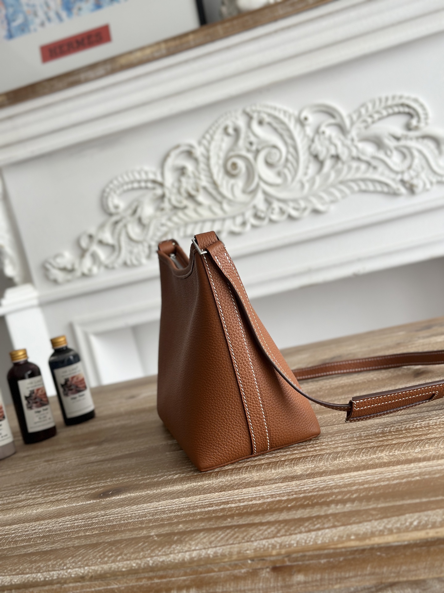 Hermes Berlingot Togo Leather PM Shoulder Bag Caramel