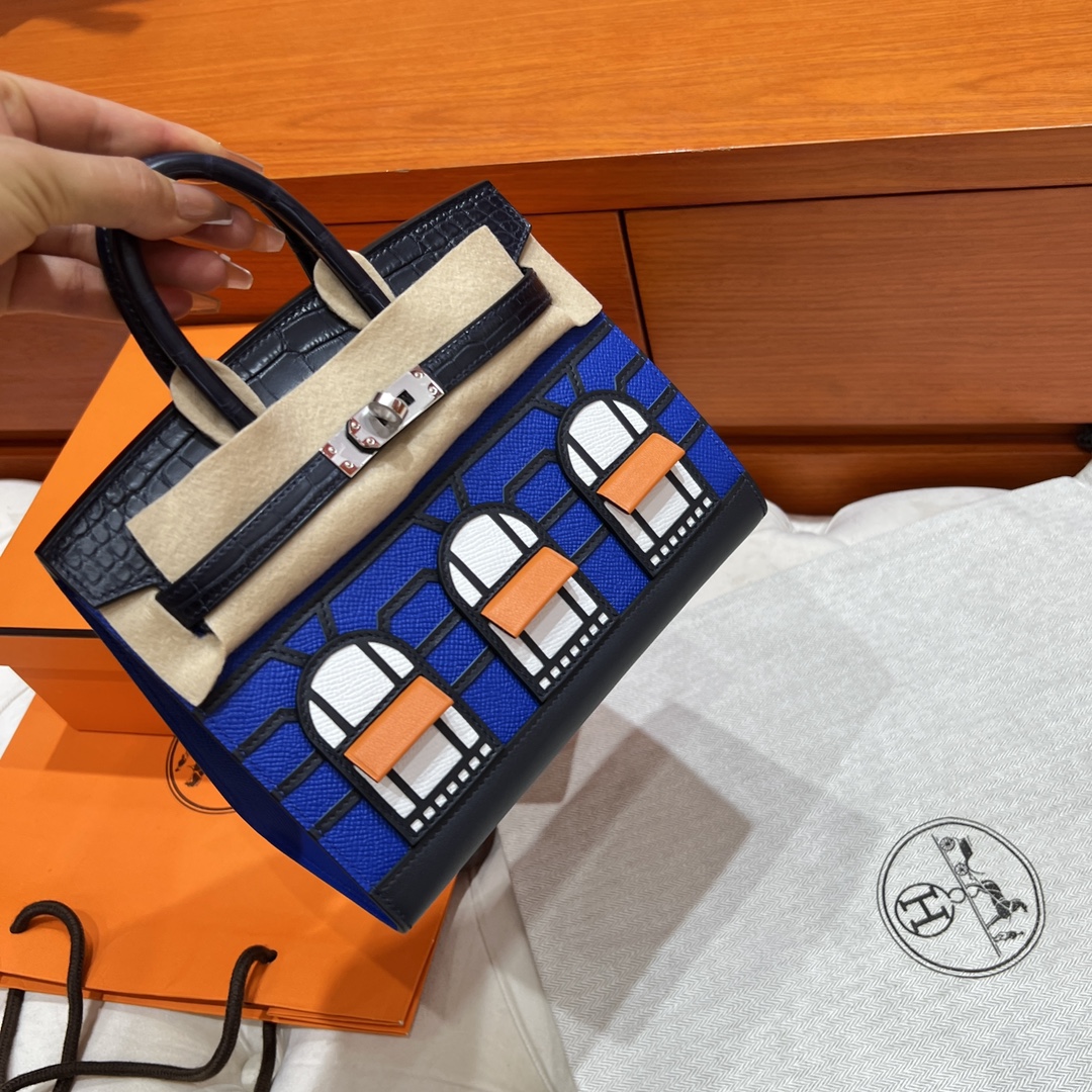 Hermes Birkin 20 Sellier Faubourg Blue Multicolor Madame