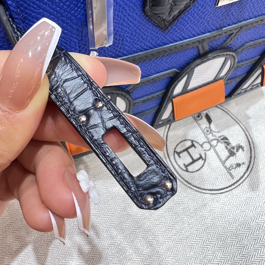 Hermes Birkin 20 Sellier Faubourg Blue Multicolor Madame