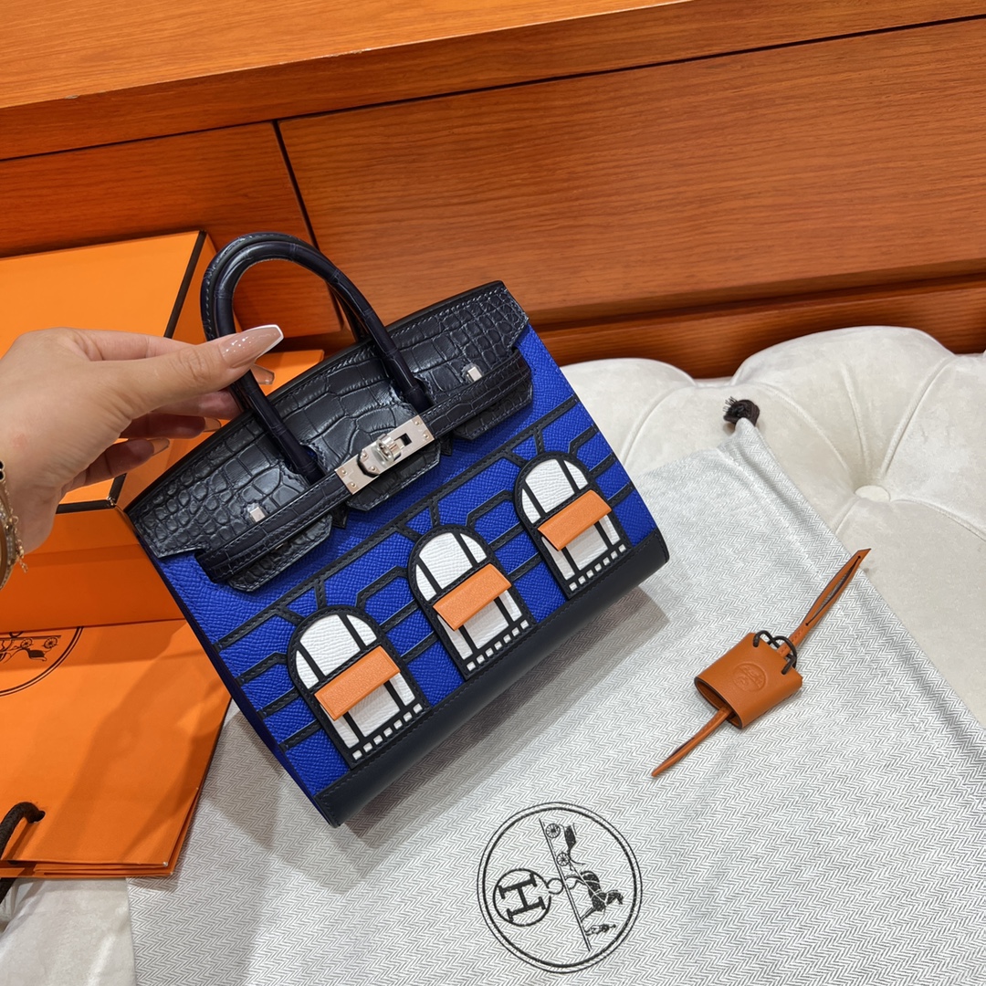 Hermes Birkin 20 Sellier Faubourg Blue Multicolor Madame