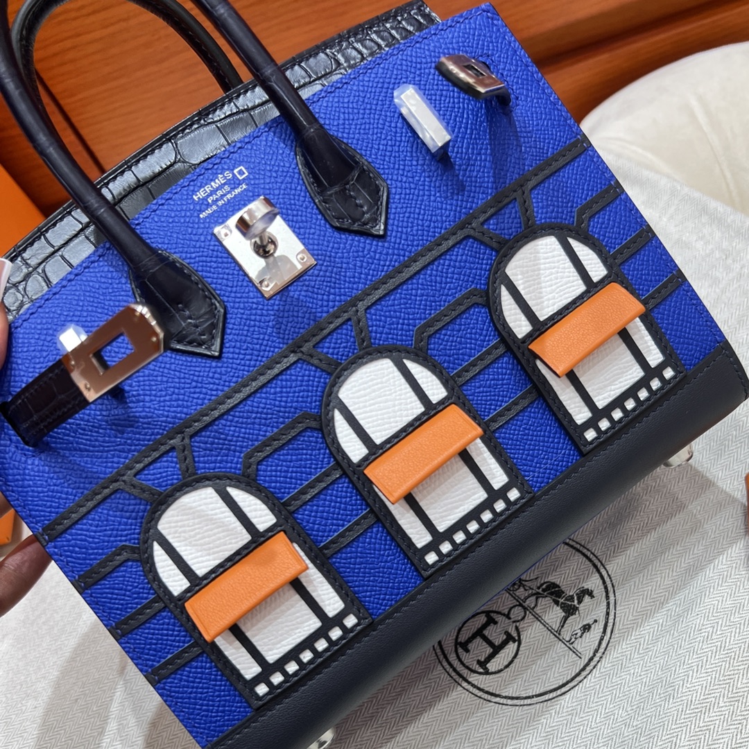 Hermes Birkin 20 Sellier Faubourg Blue Multicolor Madame