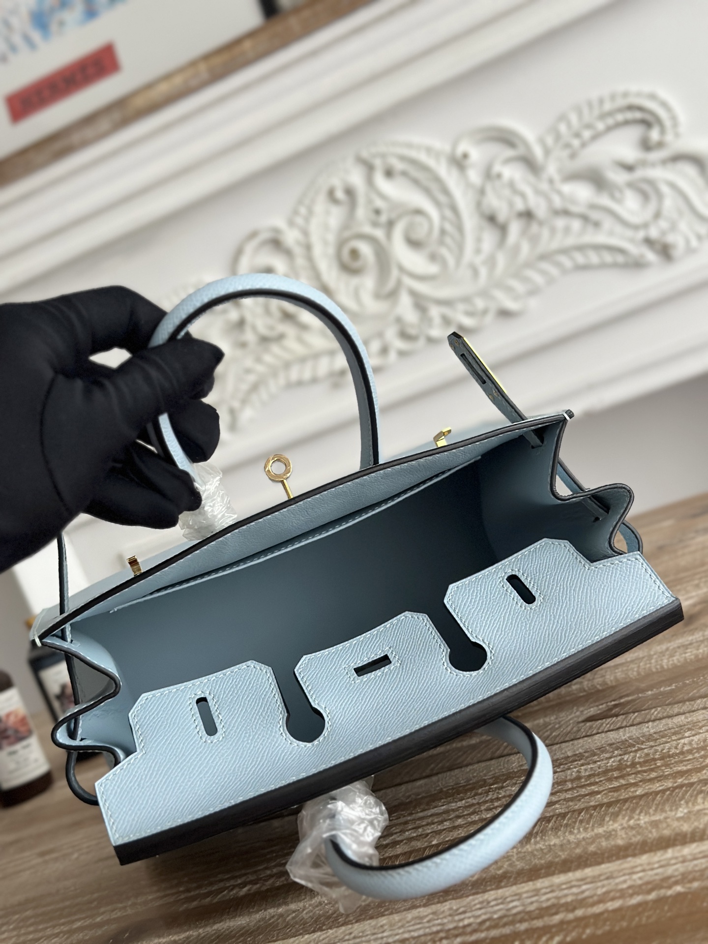 Hermes Birkin 25 Bag in j7 Blue Lin Clemence