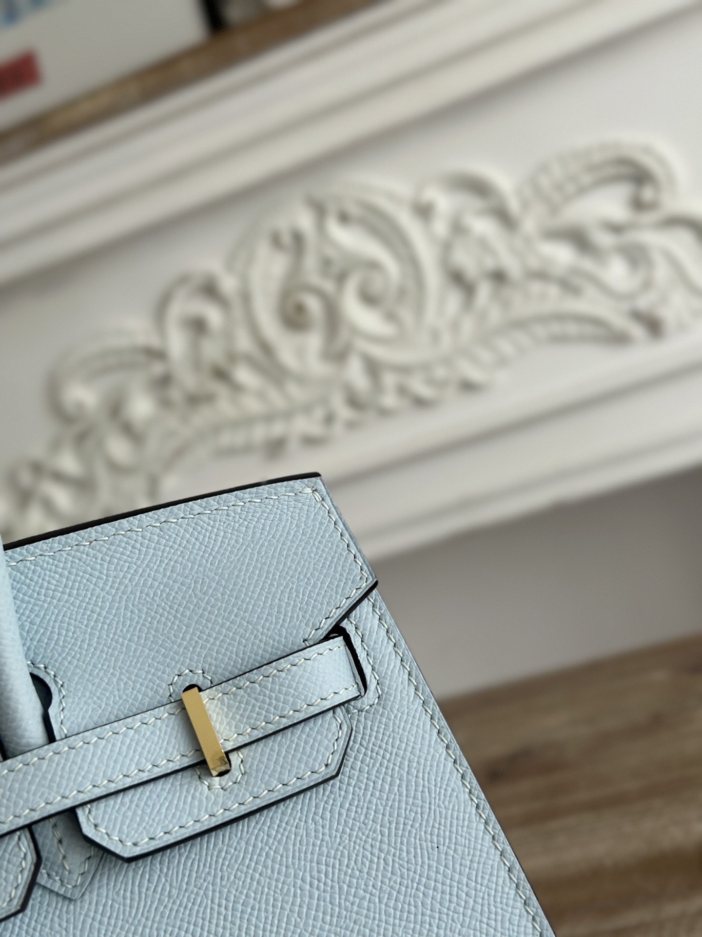 Hermes Birkin 25 Bag in j7 Blue Lin Clemence