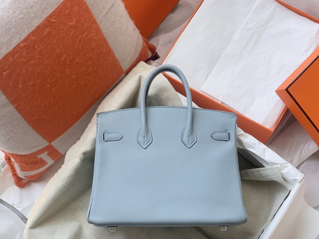 Hermes Birkin 25 Bleu Lin Verso Togo Palladium Hardware