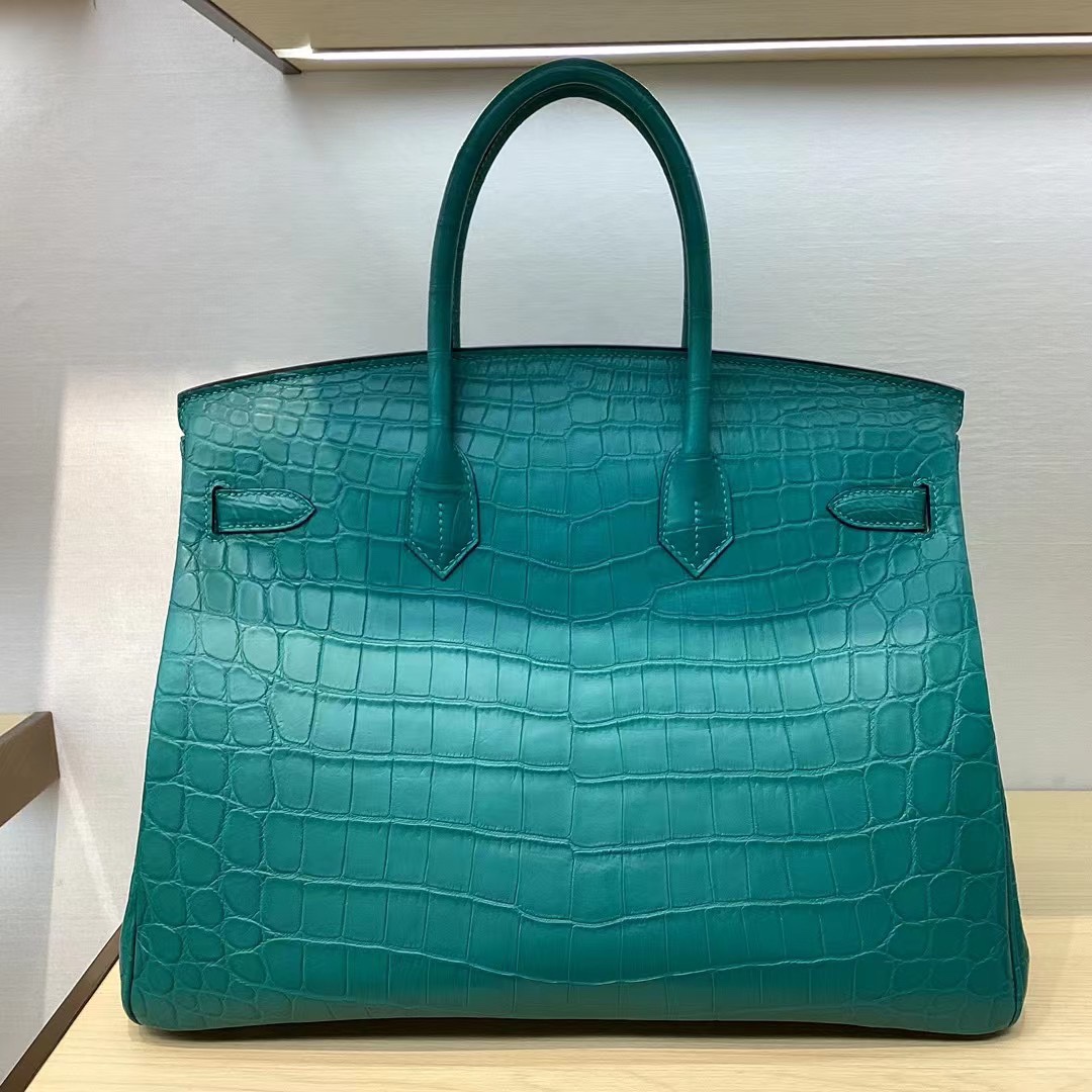 Hermes Birkin 25 Bleu Paon Matte Alligator Gold Hardware