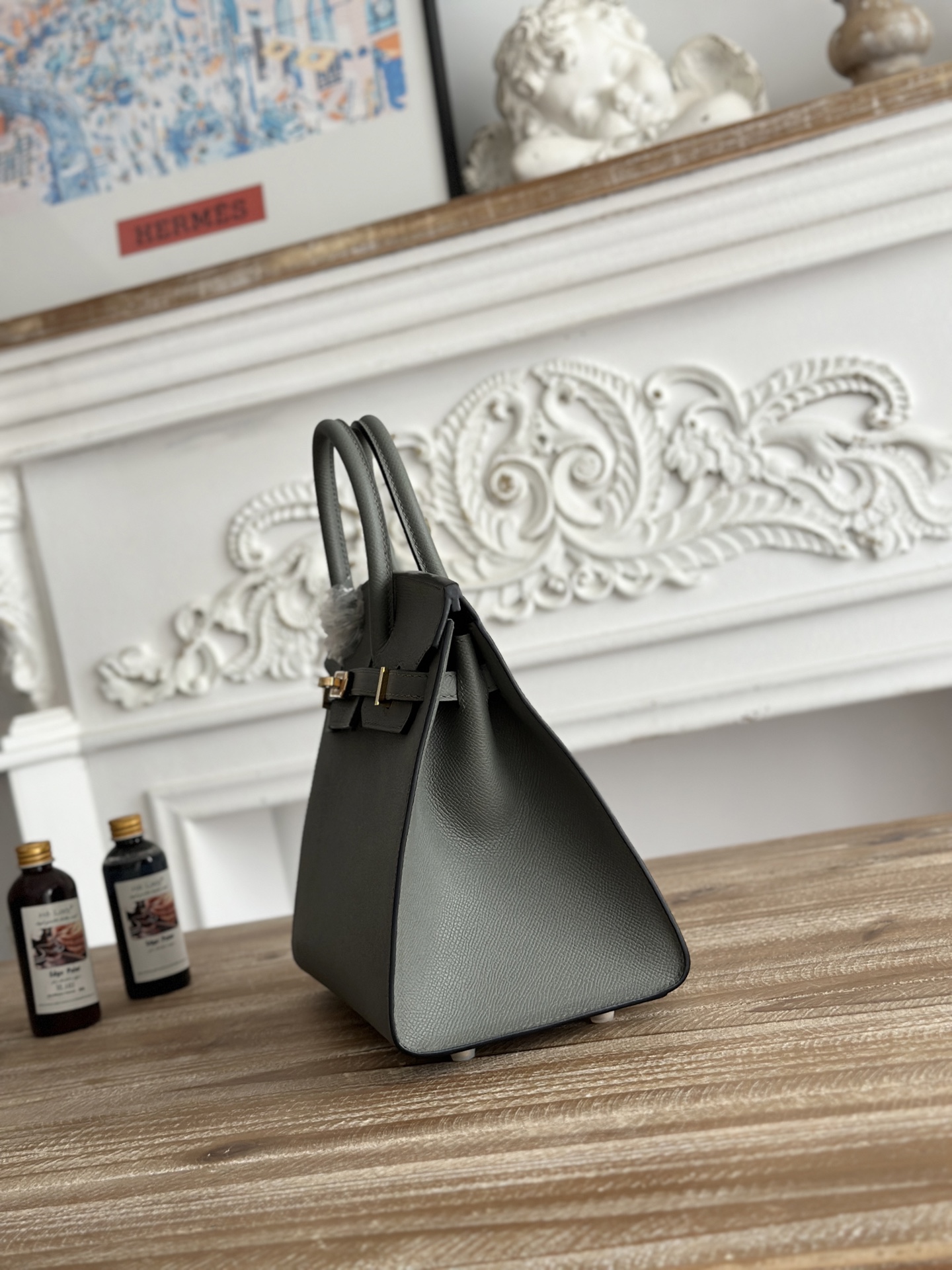 Hermes Birkin 25: Grey Togo Leather