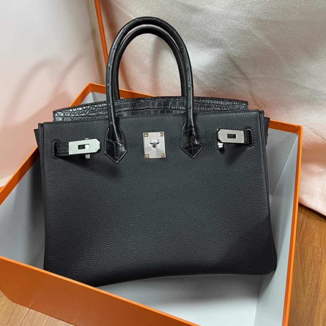 Hermes Birkin 25 Matte Alligator Togo 89 Noir