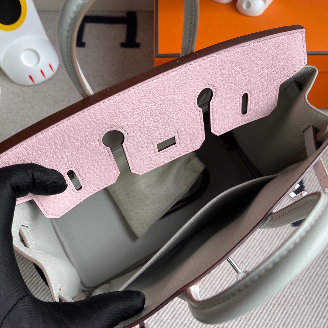 HERMES Birkin 25 Personal Order Pink/Blue Glacier Chevre Mysore Silver Hardware