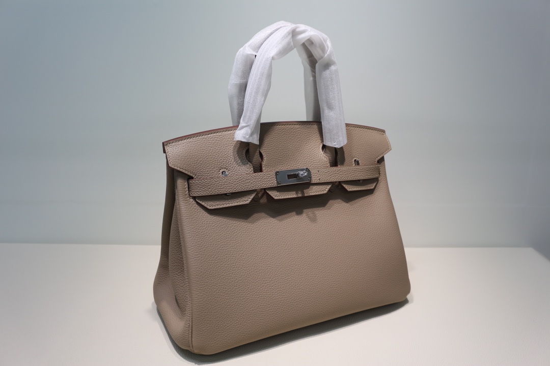 HERMES BIRKIN 25 Swift leather Tabac camel Silver Lock