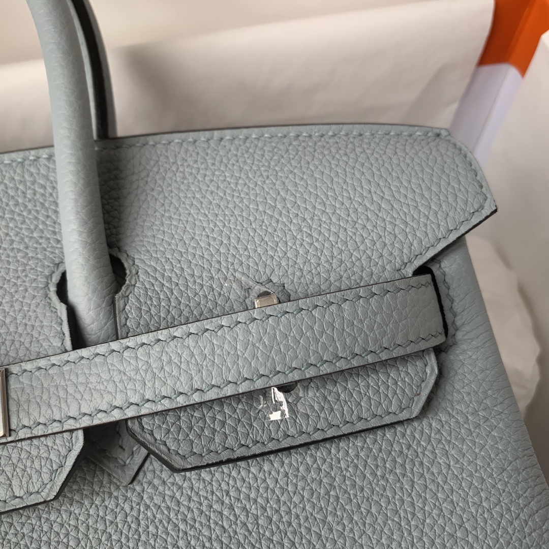 Hermes Birkin 25 Togo leather blue lin and beige