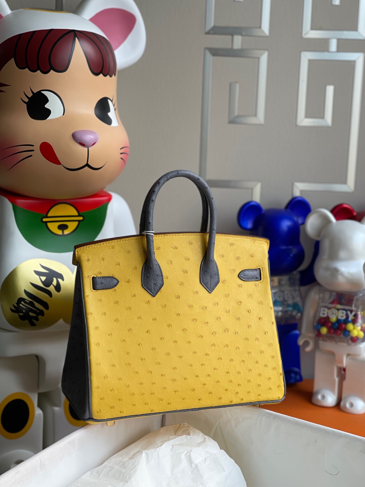 Hermes Birkin 25cm Hss Ostrich 9D Amber