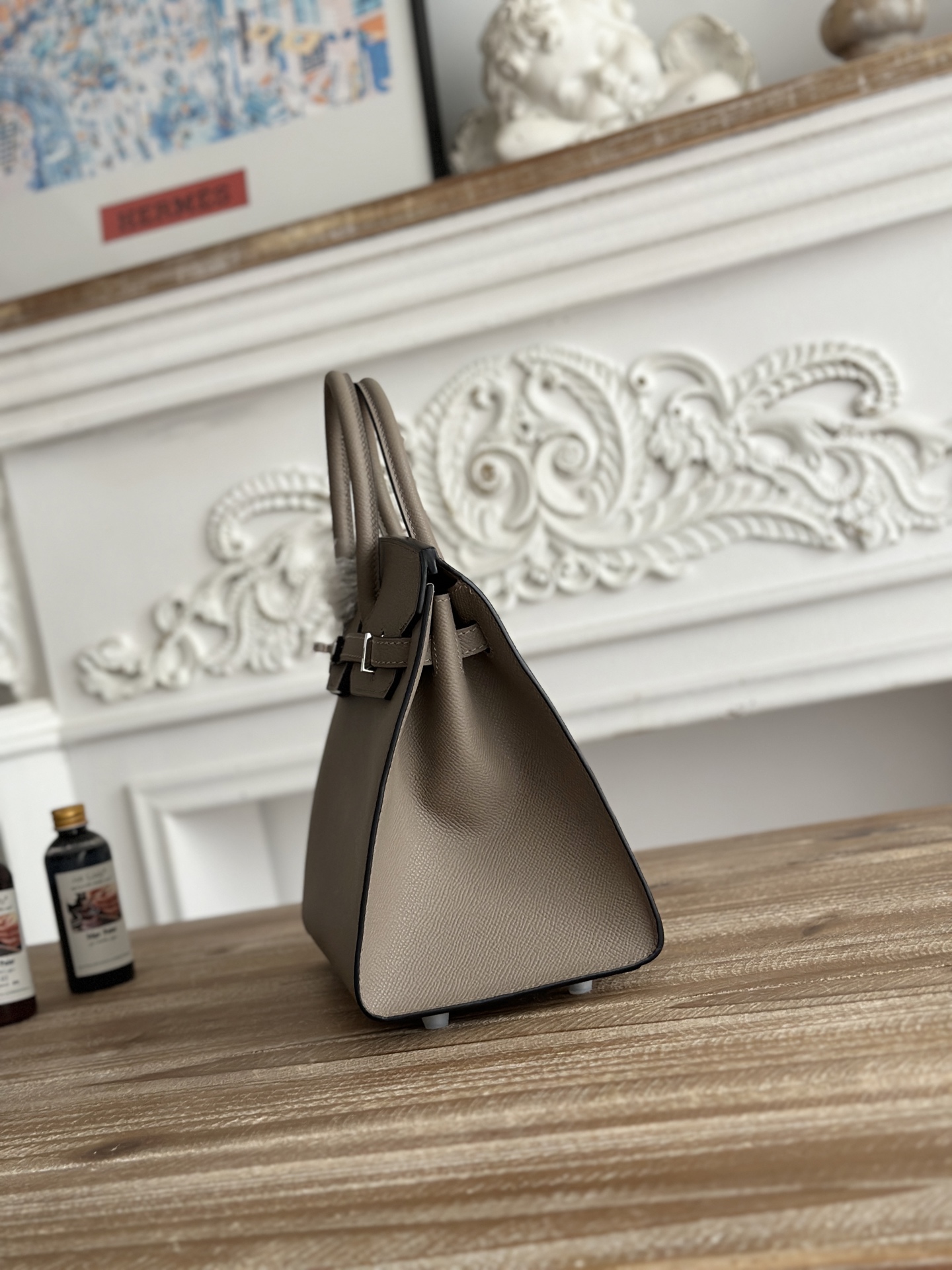 Hermes Birkin 25CM silver hardware elephant skin color