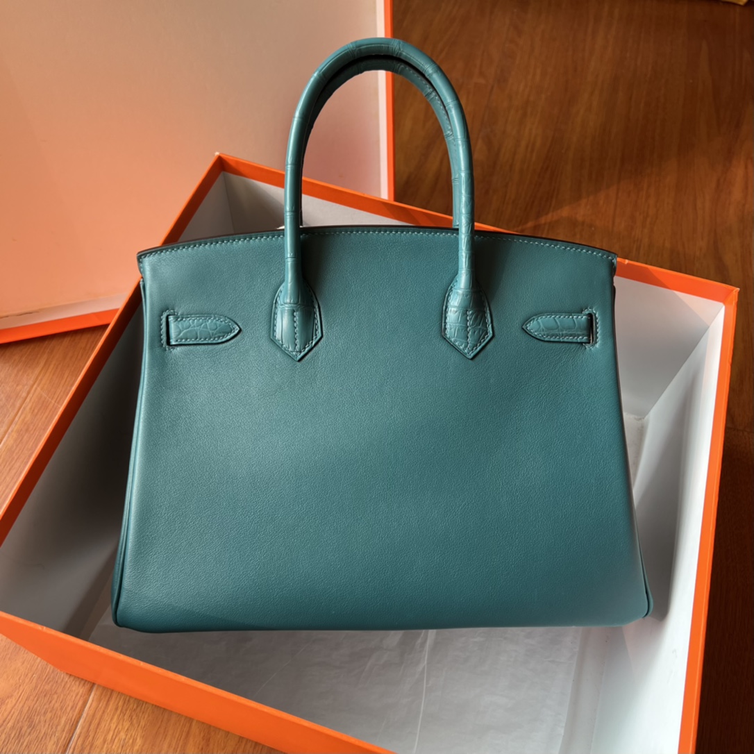 Hermes Birkin 25cm Touch Togo Shiny alligator crocodile W0 Vert Bosphore-Hermes Birkin kelly Constance Lindy Bag