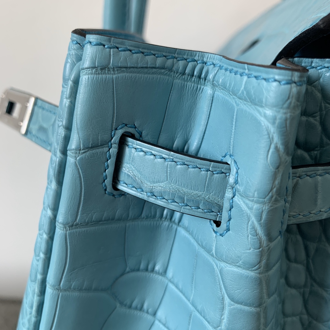 Hermes Birkin 30 Bleu Saint Cyr Matte Alligator Gold