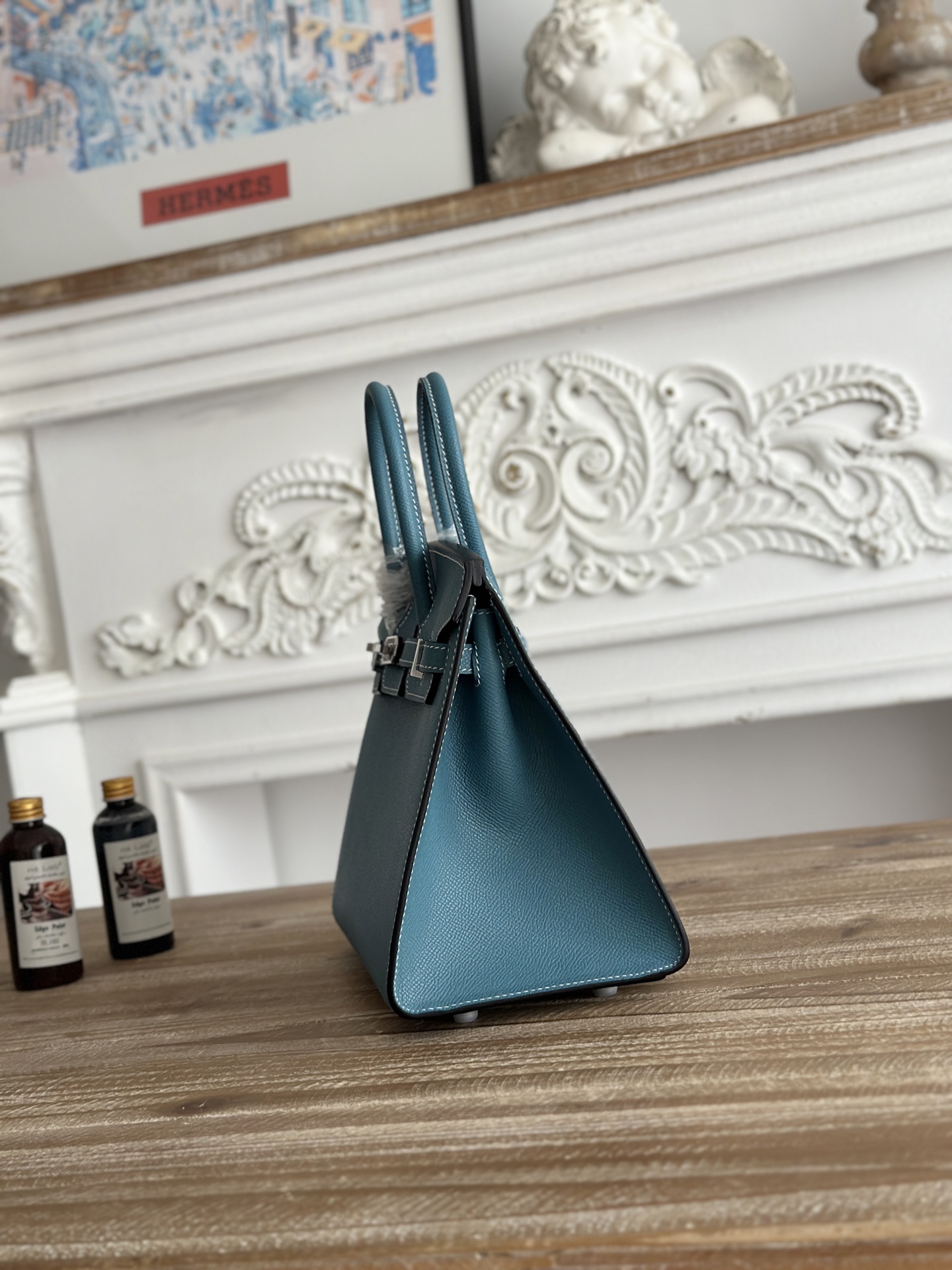 Hermes Birkin 30 Blue Jean PHW Bag