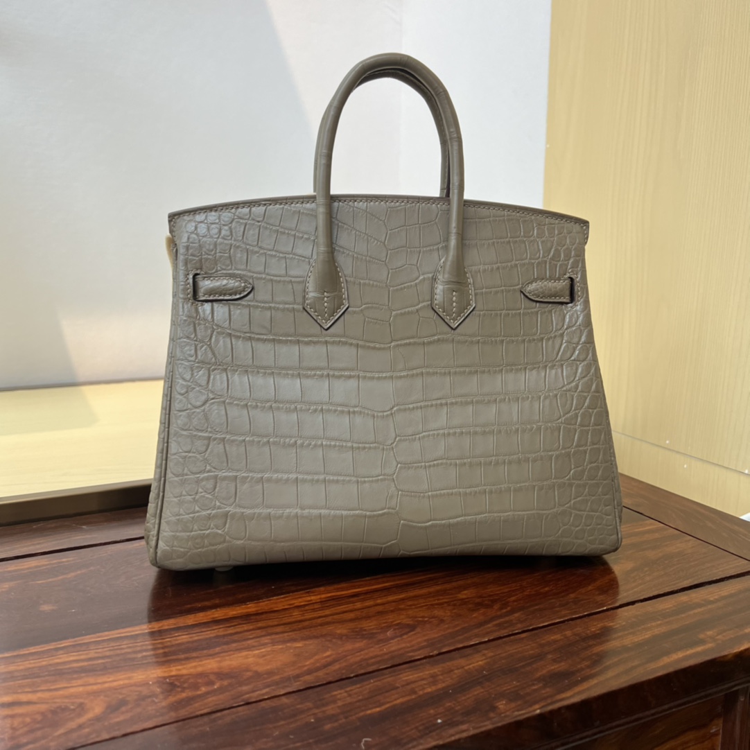 Hermes Birkin 30 Gray Alligator Crocodile Skin