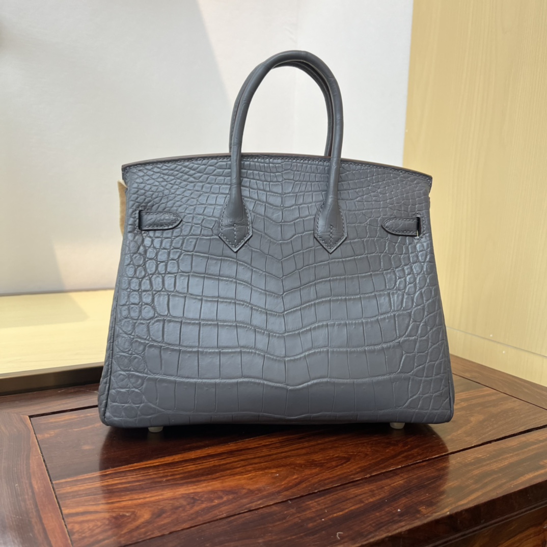 Hermes Birkin 30 Gris Ciment Matte Crocodile
