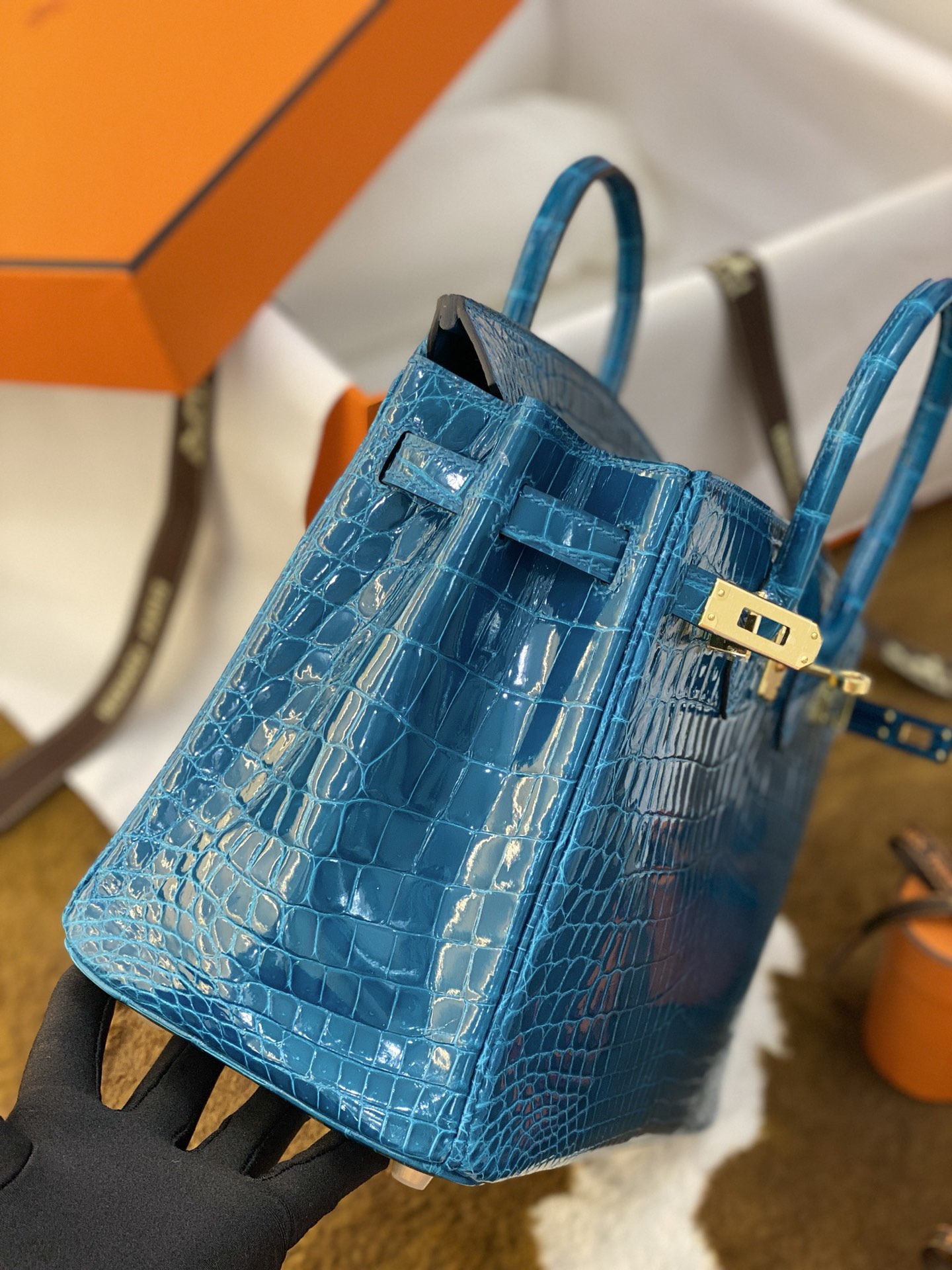 Hermes Birkin 30 HSS Blue Izmir and Blue Colvert Porosus Crocodile