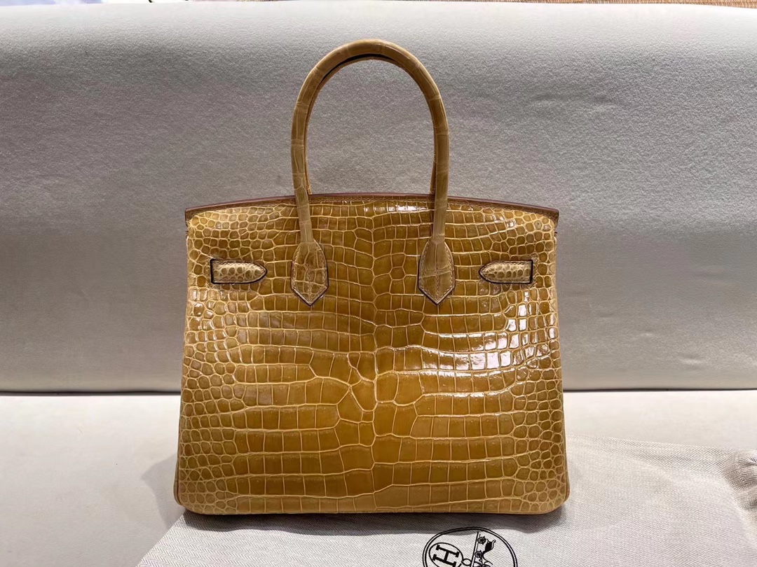 Hermes Birkin 30 Tabec Camel 24 Porosus Crocodile Shiny