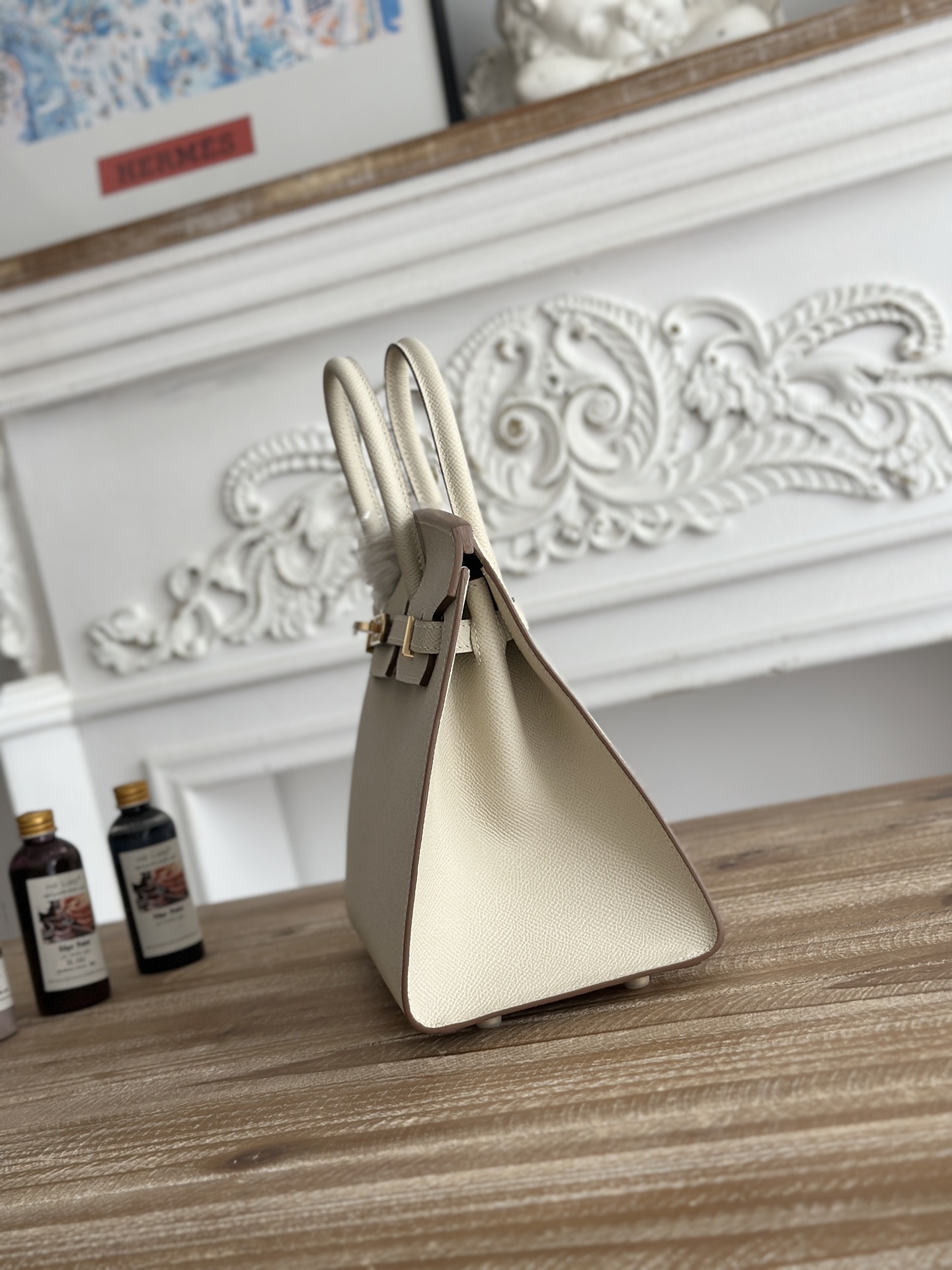 Hermes Birkin 30 Taurillon Clemence Nata Gold Buckle .