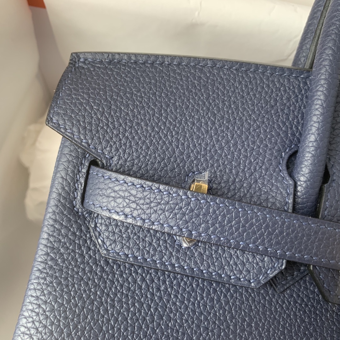 Hermes Birkin 30 Togo 2Z Blue Nuit RGHW Stamp