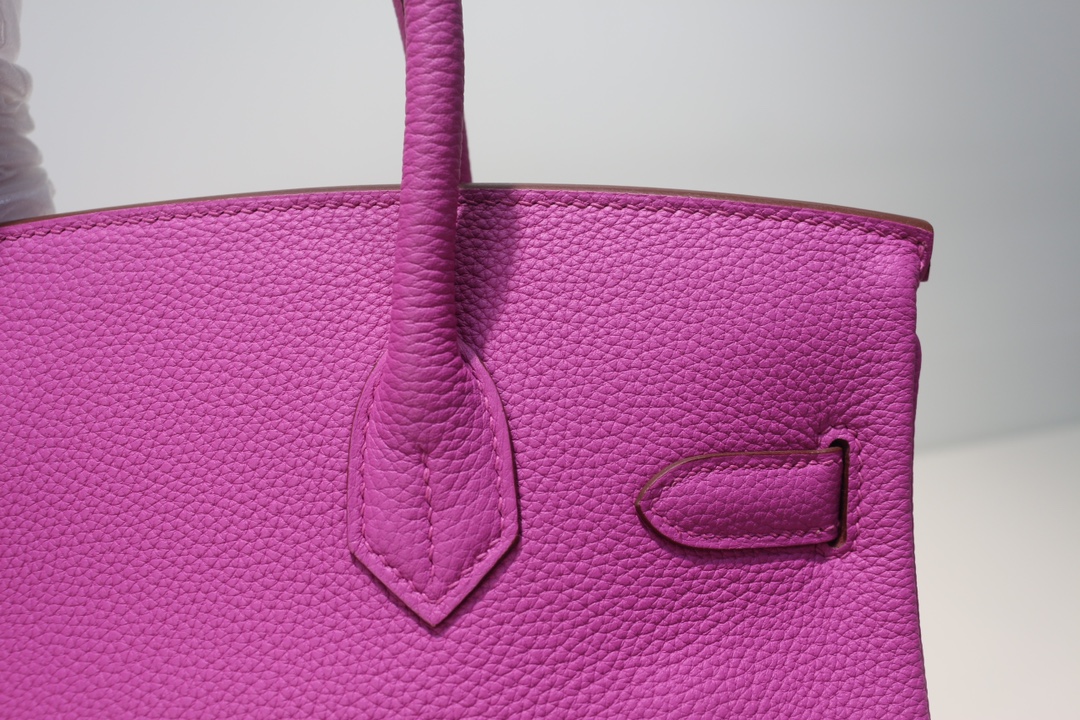 Hermes Birkin 30 Togo Rose Pourpre Silver Buckle white lock