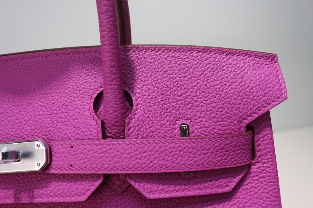 Hermes Birkin 30 Togo Rose Pourpre Silver Buckle white lock