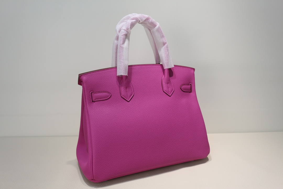 Hermes Birkin 30 Togo Rose Pourpre Silver Buckle white lock