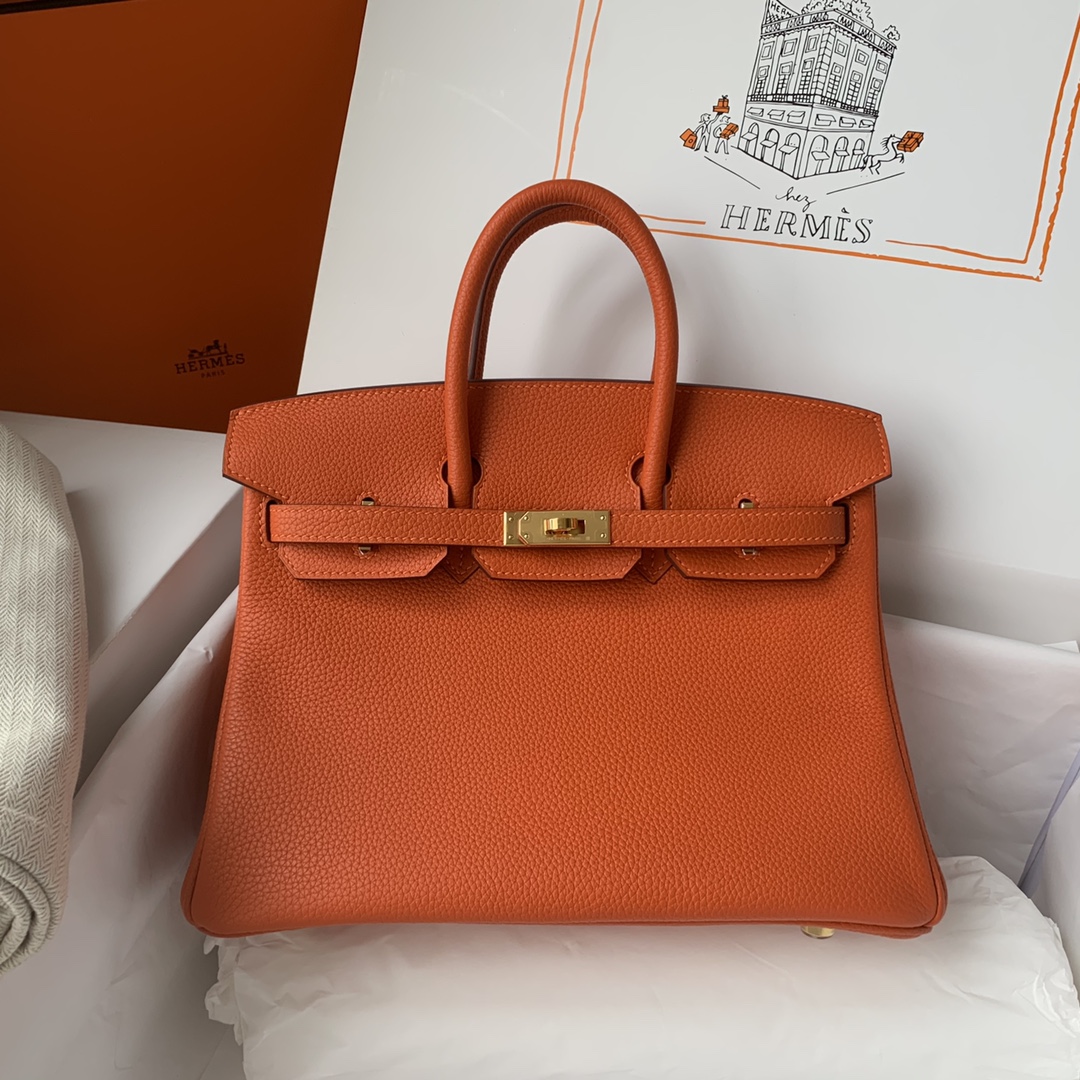 Hermes Birkin 30cm Orange Togo Bag Gold Hardware True