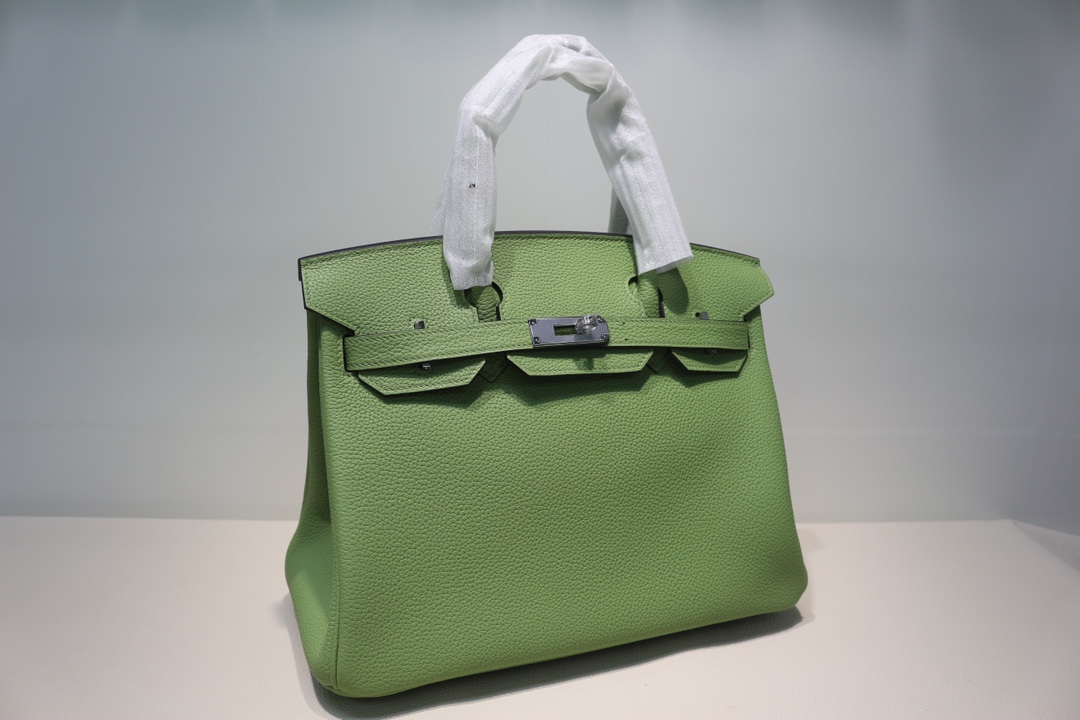 Hermes Birkin 30cm Vert Anis Clemence Bag with Silve