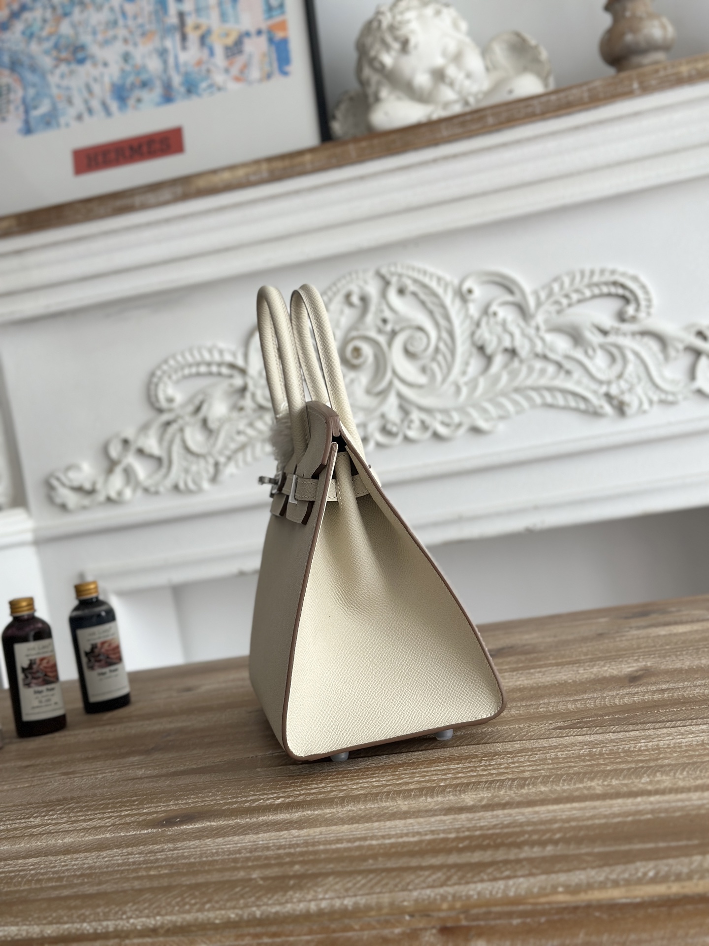 Hermes BIRKIN 30CM WHITE TOGO LEATHER SILVER HARDWARE