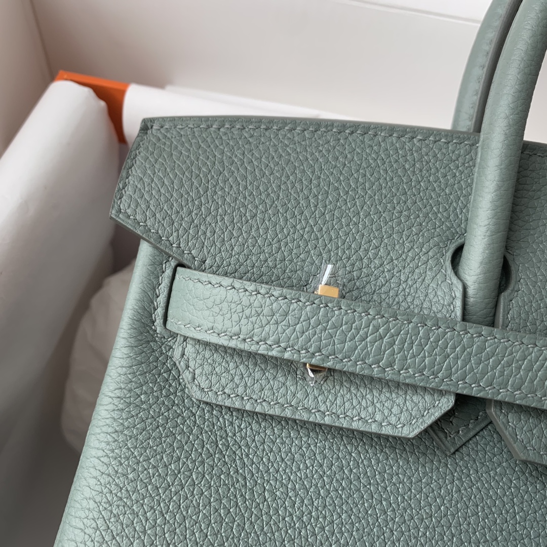 Hermes Birkin 35cm Bag In Vert Amande Clemence Leather