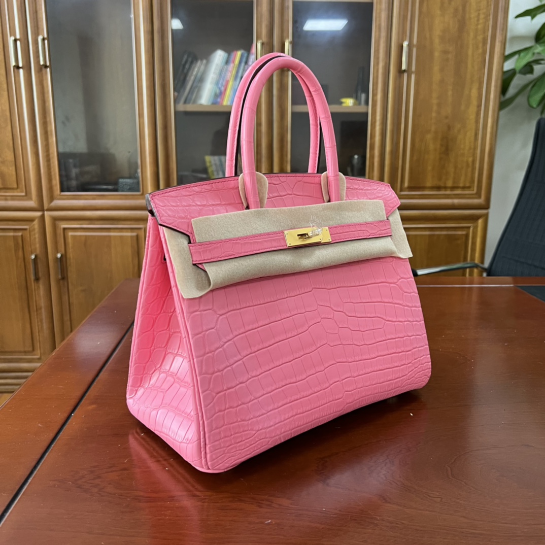 Hermes Birkin Alligator Pink 25CM Handmade Hand-sewn Bag
